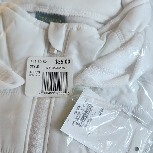 Women's Tek Gear Hooded Mixed Media White Jacket CHOOSE SIZE - Picture 16 of 16